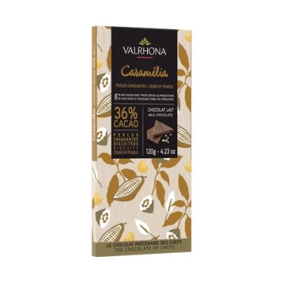 Valrhona Caramélia 36% Milk Chocolate Bar with Crunchy Pearls